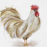 White Rooster Painting M4