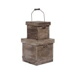 Wooden Box with Lid & Handles Set2 M1