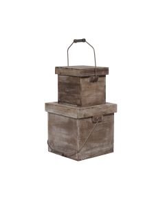 Wooden Box with Lid & Handles Set2 M1
