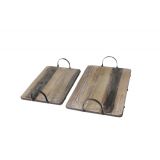 Rustic Tray with Handle Set2 M2